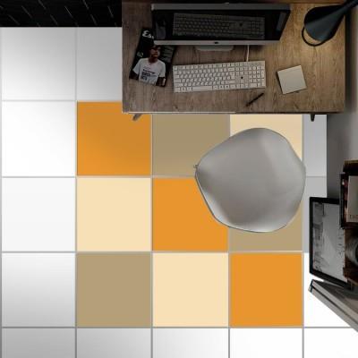 Silk grey - Antique white - Light orange (6 τεμάχια) Μονόχρωμα - Πολύχρωμα Αυτοκόλλητα πλακάκια 10x10 cm