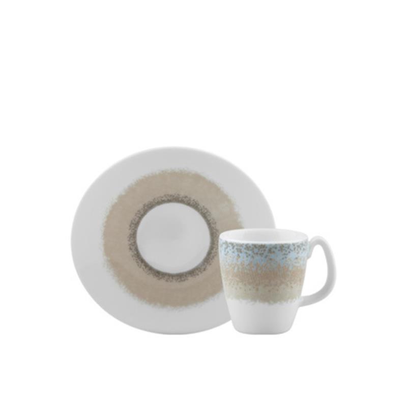 Φλιτζάνι καφέ με πιατάκι σετ 6 τεμαχίων από πορσελάνη Apeiron beige ΙΩΝΙΑ