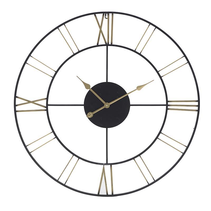 Ρολόι τοίχου μεταλλικό μαύρο/χρυσό 80x4x80cm Inart 3-20-463-0016