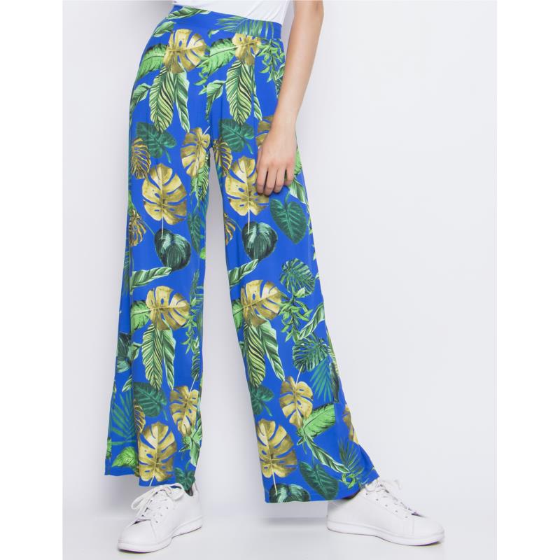 Φλοράλ παντελόνι με σχέδιο φύλλα - Μπλε Ρουά
